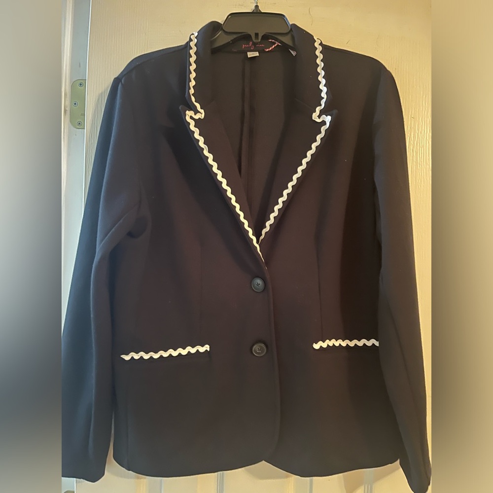 Womens pearly vine black Jacket Blazer Ric Rac Trim size large